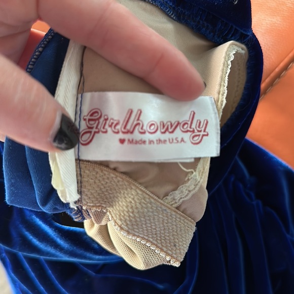 Girl Howdy blue Velvet vintage style bathing suit - Picture 4 of 5